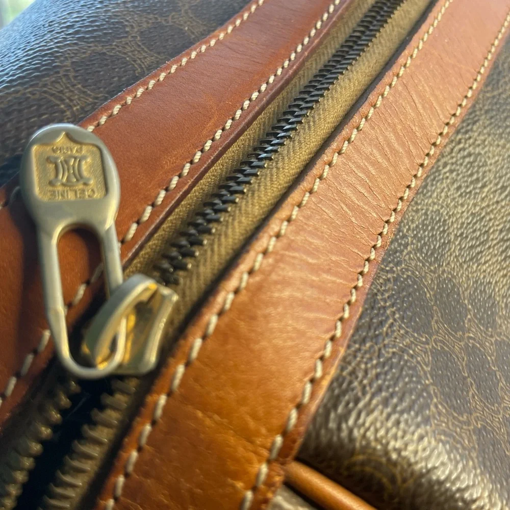 Celine Macadam Boston Canvas Duffle with Leather Trim